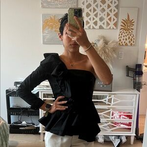 Leith Black One-Shoulder Blouse